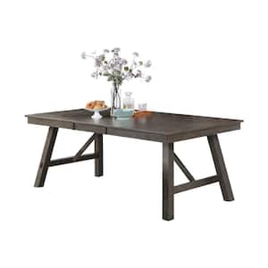 40 in. Dark Brown Rubberwood Top Double Pedestal Dining Table with Extendable Leaf Seats 6