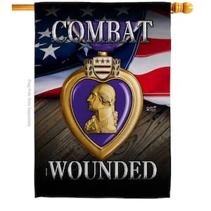 28 in. x 40 in. Purple Heart Combat Wounded Armed Forces House Flag Double-Sided Decorative Vertical Flags