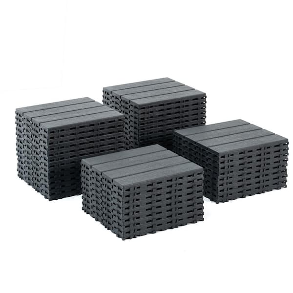 Unbranded (44-Pieces) 12 in. x 12 in. Outdoor Square Plastic Interlocking Flooring Deck Tiles for Courtyard Garden Patio in Gray