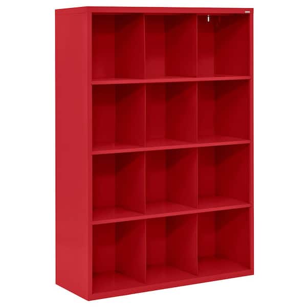 Sandusky 66 in. H x 46 in. W x 18 in. D Red Steel 12-Cube Storage