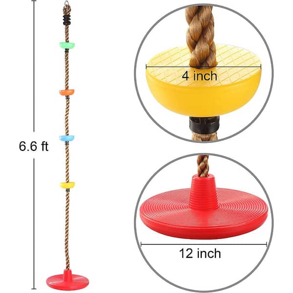 Climbing Rope with Platforms and Disc Swing Seat Set, Playground  Accessories Including Bonus Hanging Strap and Carabiner, Adjustable PE  Connection