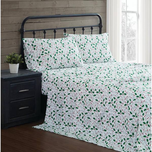 Truly Soft Holly King Flannel Sheet Set
