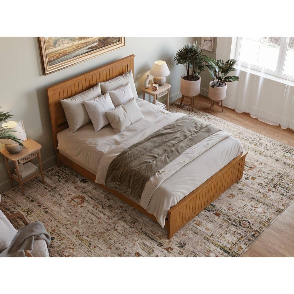 Nantucket Light Toffee Queen Wood Upholstered Bed with Headboard
