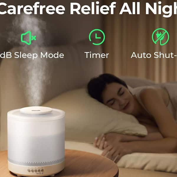 0.48 Gallon Plastic Ultrasonic Cool Mist Tabletop Humidifier, Top Fill Oil Diffuser with Light for Bedroom, 2-Pack