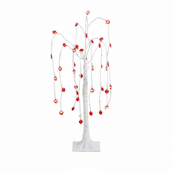 3 ft. Pre-Lit Artificial Valentine's Day Willow Tree with 40 Heart Shaped LED Lights