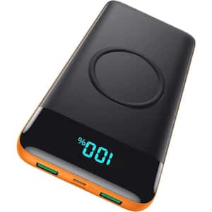 30,800mAh Portable Charger Power Bank 25-Watt Fast Charging with Wireless Charger and LED Display in Orange - (1-Pack)