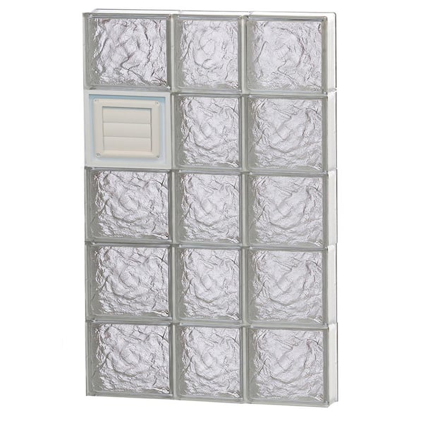 Clearly Secure 21.25 in. x 38.75 in. x 3.125 in. Frameless Ice Pattern Glass Block Window with Dryer Vent