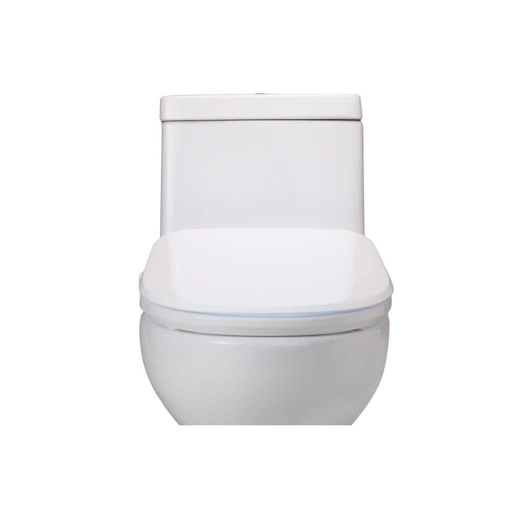 Elongated White Ultra Low Profile Bidet Toilet Seat with LED Nightlight