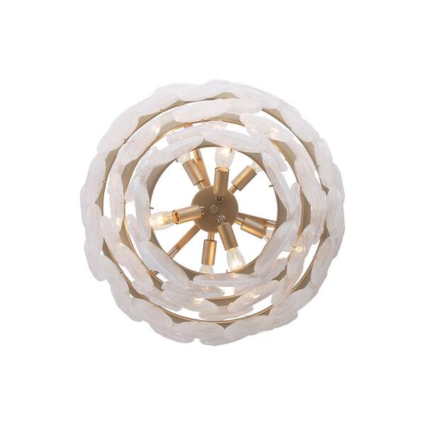 Golden Lighting - Cascada 480-Watt 8 Light Aegean Silver Statement Pendant Light with Cirrus Cloud Glass Shade, No Bulbs Included