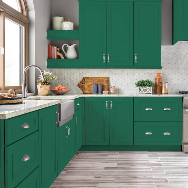 1 gal. #P430-7 Sparkling Emerald Satin Enamel Interior/Exterior Cabinet, Door & Trim Paint