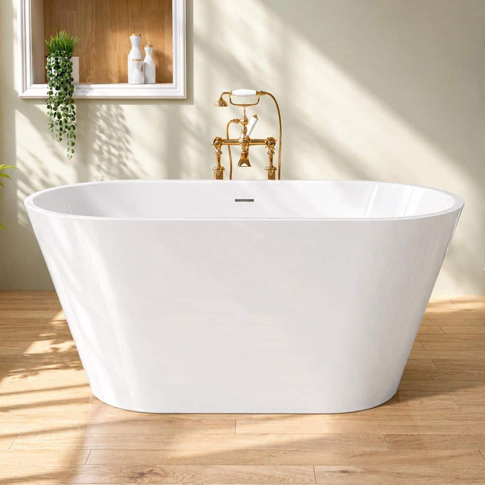 Zeafive Ane 55 in. x 27.5 in. Acrylic Freestanding Soaking Bathtub