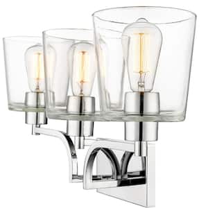 Evalon 25 in. 3-Light Chrome Vanity Light with Clear Glass