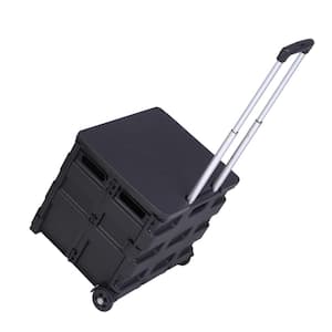 80 lbs. Load Capacity Iron Rolling Utility Shopping Cart with 2 Wheels and Lid Black