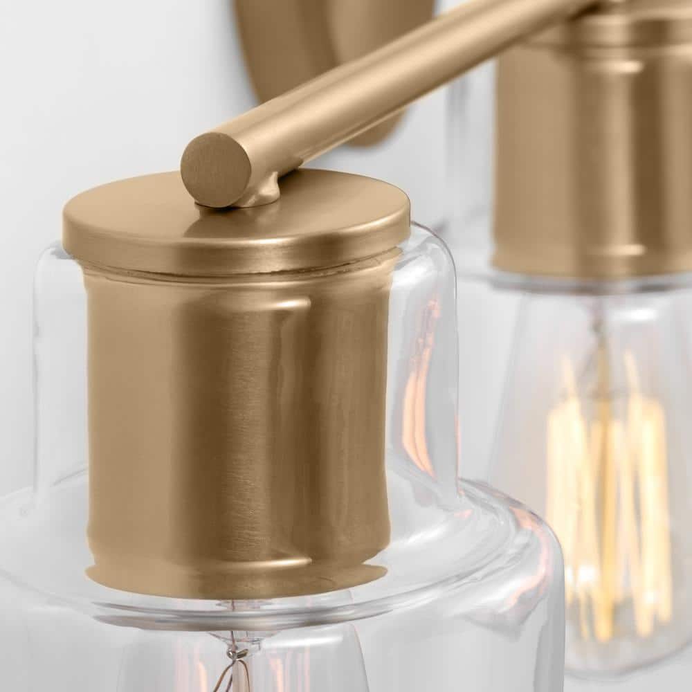 Satin Brass and Clear Glass 4-Light Vanity Fixture