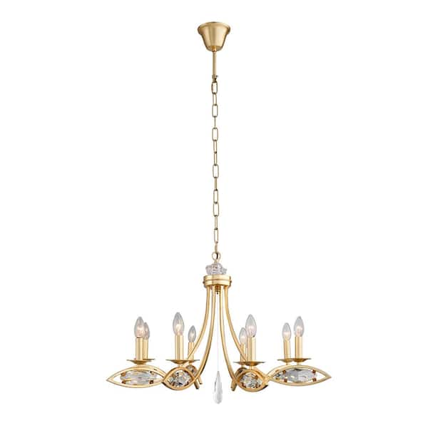 Little Tree Merly 8-Light Gold Finish No Decorative Accents Lantern Lantern Chandelier for Living Room