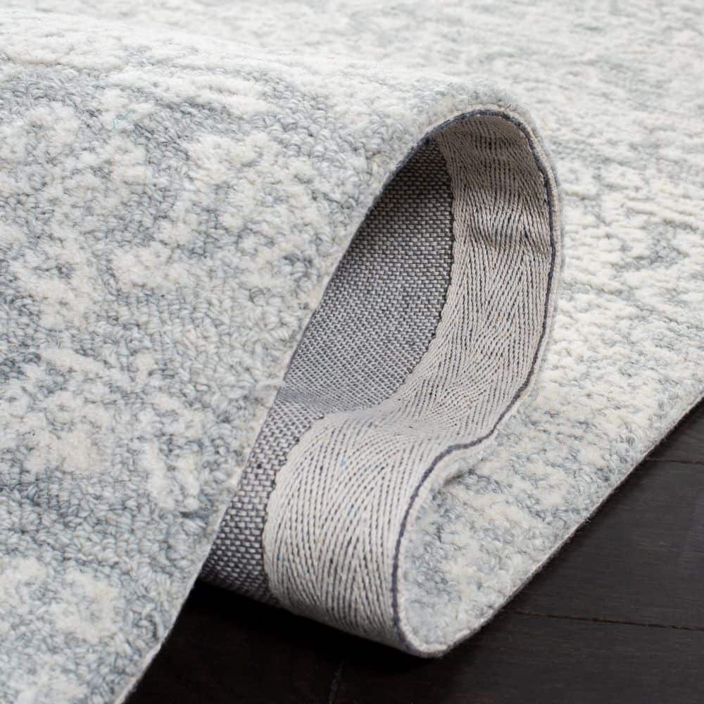 Light Gray Floral Hand-Tufted Wool Runner Rug