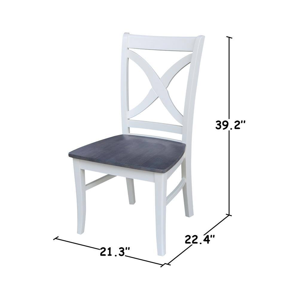 Gray Cross Back Solid Wood Side Chair