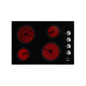 30 in. Radiant Ceramic Glass Electric Cooktop in Black with 4 Elements including 2 Power Boil Elements