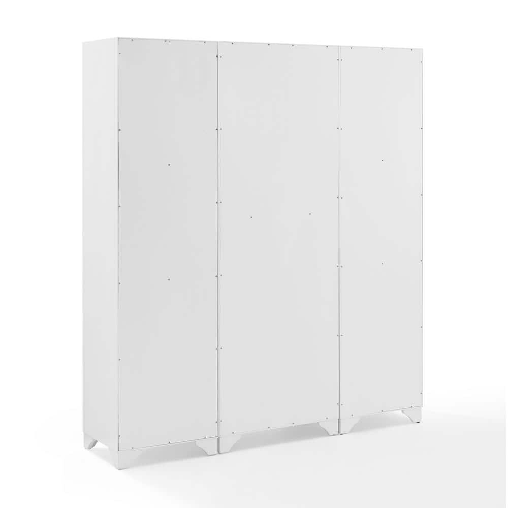 Distressed White 3-Piece Kitchen Pantry Storage Cabinet Set