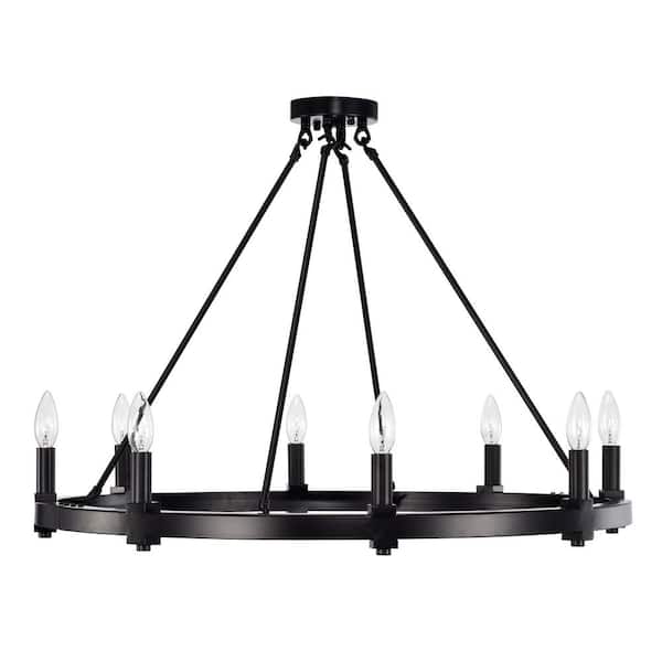 Casey 31.5 in. 8-Light Matte Black Indoor Chandelier with Light Kit