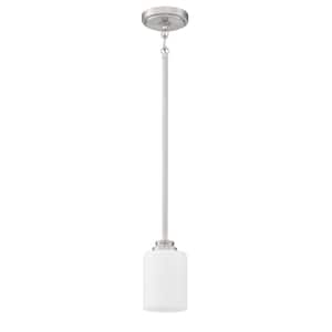 Bolden 100-Watt 1-Light Brushed Nickel Finish Dining/Kitchen Island Mini Pendant with White Glass, No Bulb Included