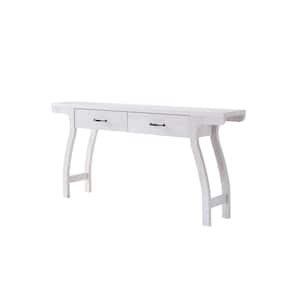 Cora 70 in. White Oak 32 in. Rectangle Particle Board Console Table with 2-Drawers