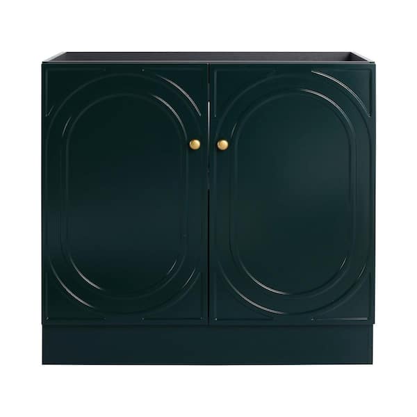35.06 in. Bath Vanity Cabinet without Top in Dark Green Unassembled