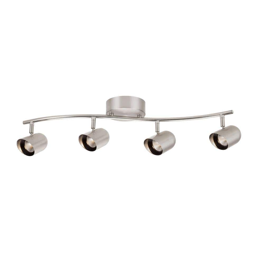 Hampton Bay 4-Light Brushed Nickel LED Dimmable Fixed Track Lighting Kit  with Wave Bar Metal Shade 17206S4-SN The Home Depot