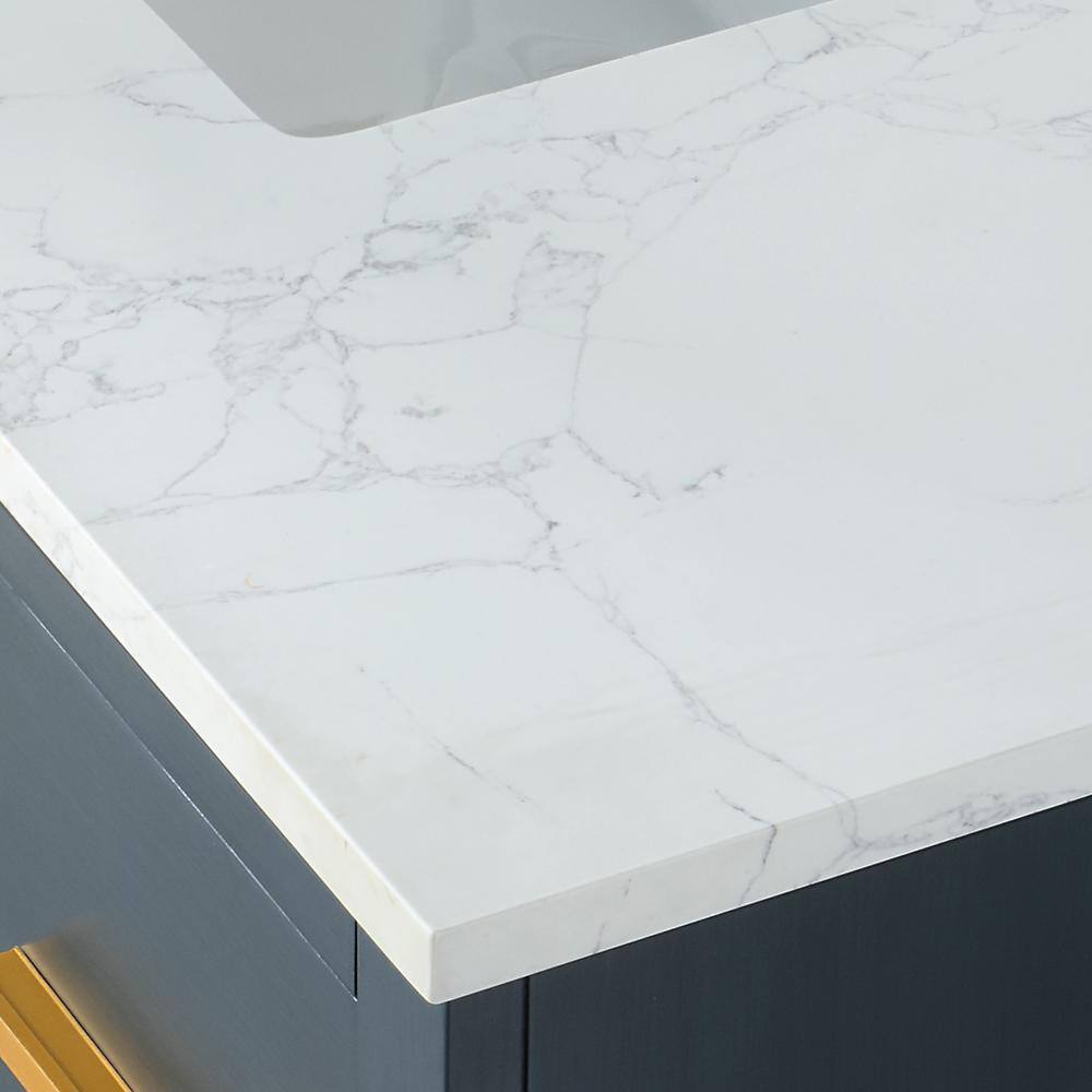 Gazsi 42" Charcoal Blue Wood Vanity with Composite Stone Top