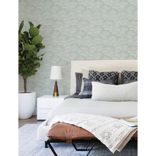 Encircle Sea Green Geometric Wallpaper Sample