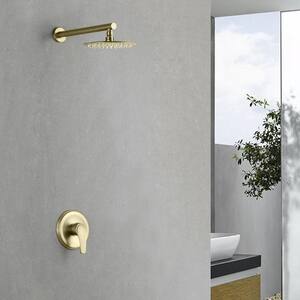 Boger Single-Handle 1-Spray Patterns with 1.8 GPM 8 in. Wall Mount Shower Faucet in Brushed Gold (Valve Included)
