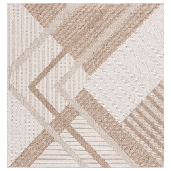 4' x 5' Brown Abstract Indoor Outdoor Area Rug