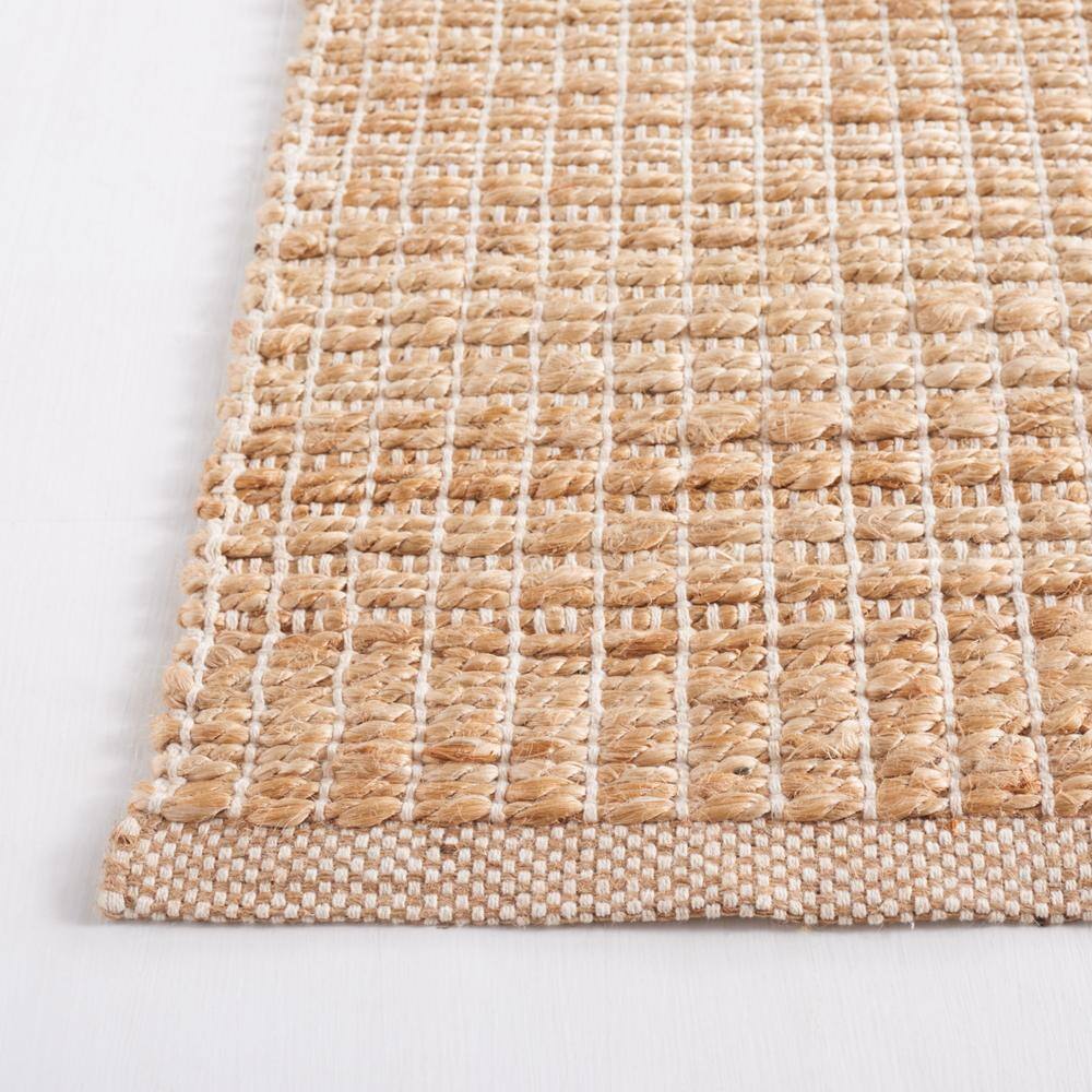 Natural Beige Handwoven Jute and Cotton Area Rug