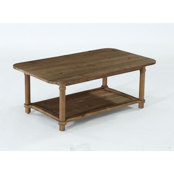 BYBLIGHT Kerlin 47 in. Brown Rectangle Solid Wood Coffee Table Low