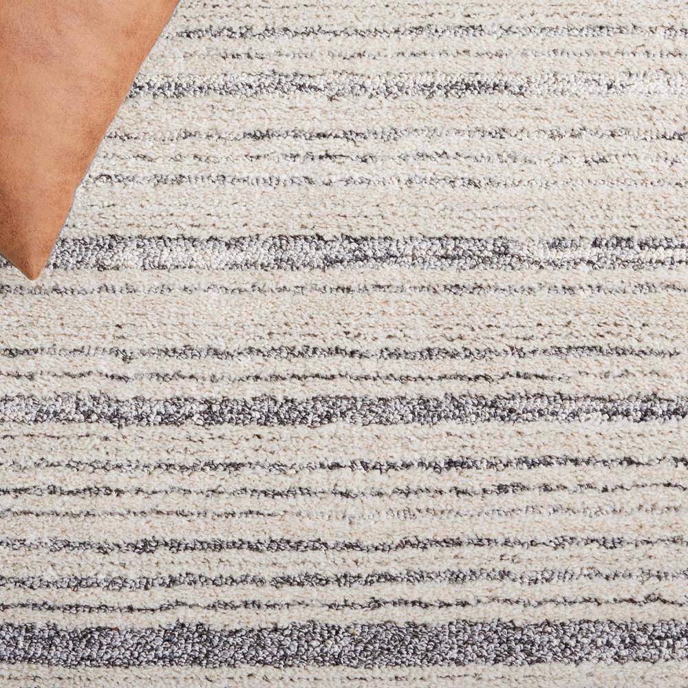 Ivory and Dark Grey Striped Shag 4' x 6' Rug