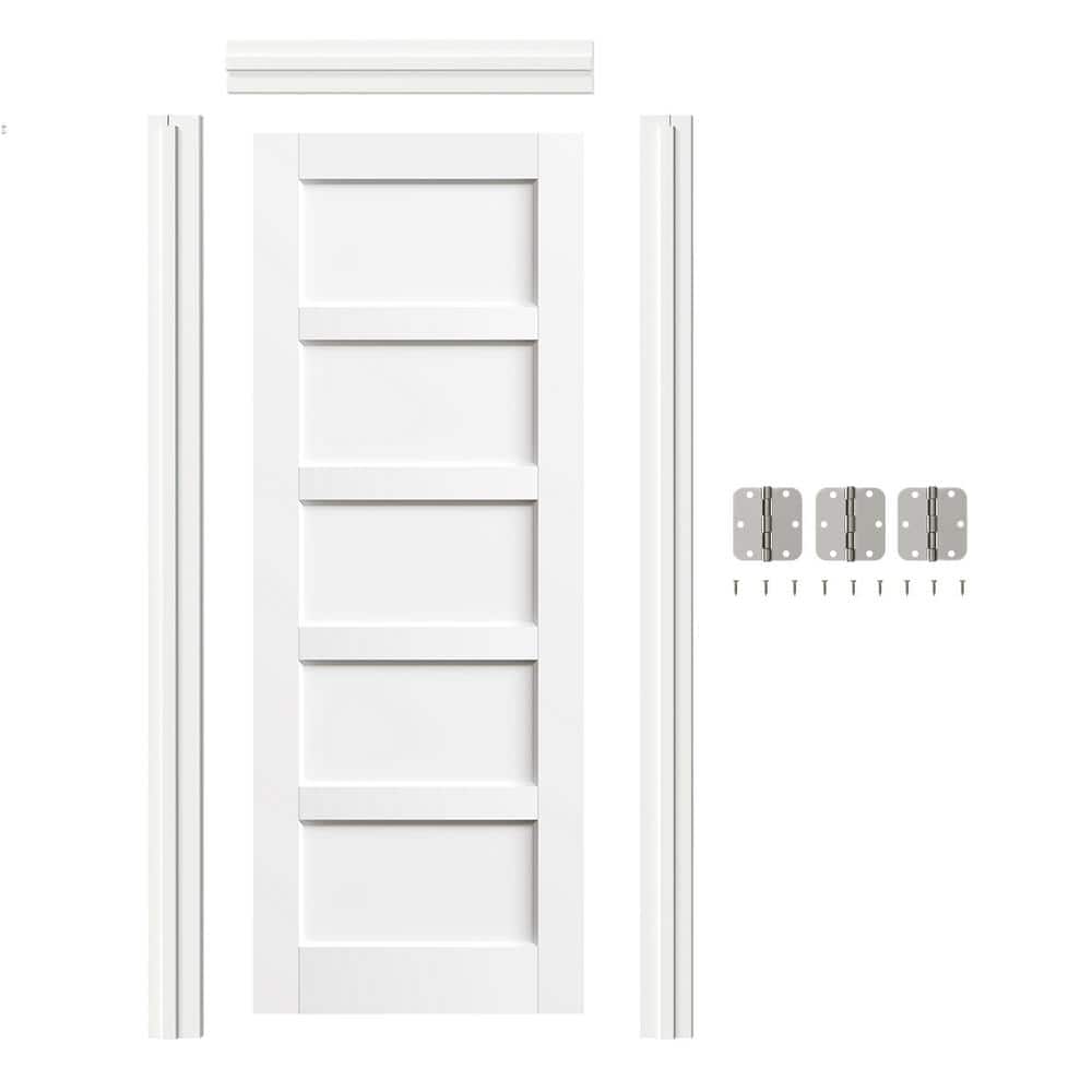 TENONER 30 in. x 80 in. 5 -Panel, Composite, White Primed, MDF