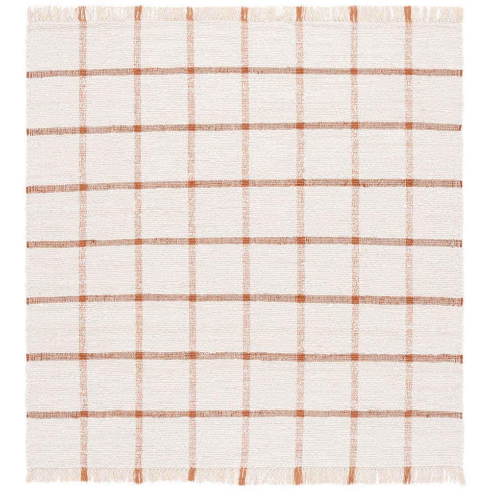 SAFAVIEH Montauk 6 ft. x 6 ft. Ivory/Rust Geometric Lattice Square Area ...
