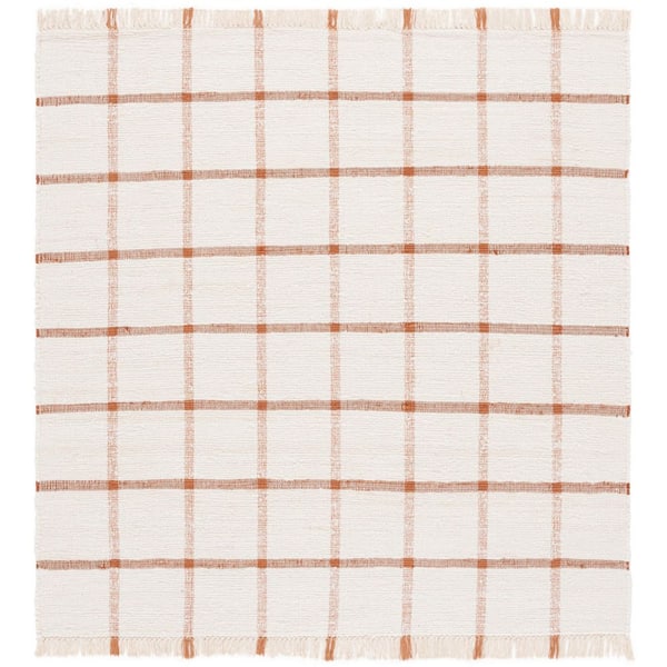 Montauk 6 ft. x 6 ft. Ivory/Rust Geometric Lattice Square Area Rug