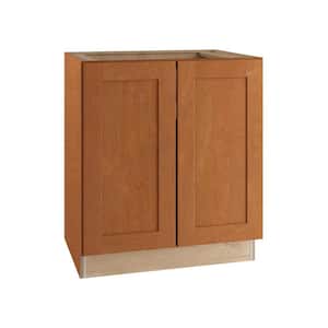 Hargrove Cinnamon Stain Plywood Shaker Assembled Bathroom Cabinet FH Soft Close 24 in W x 21 in D x 34.5 in H