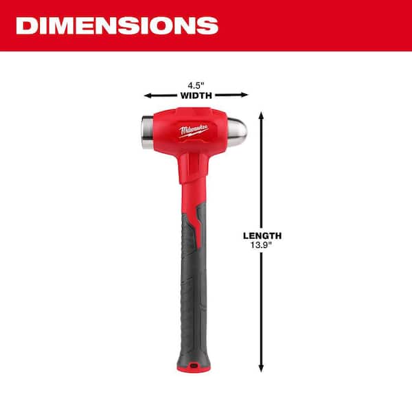 Milwaukee 32 oz. Dead Blow Ball Peen Hammer 48-22-9141 - The Home