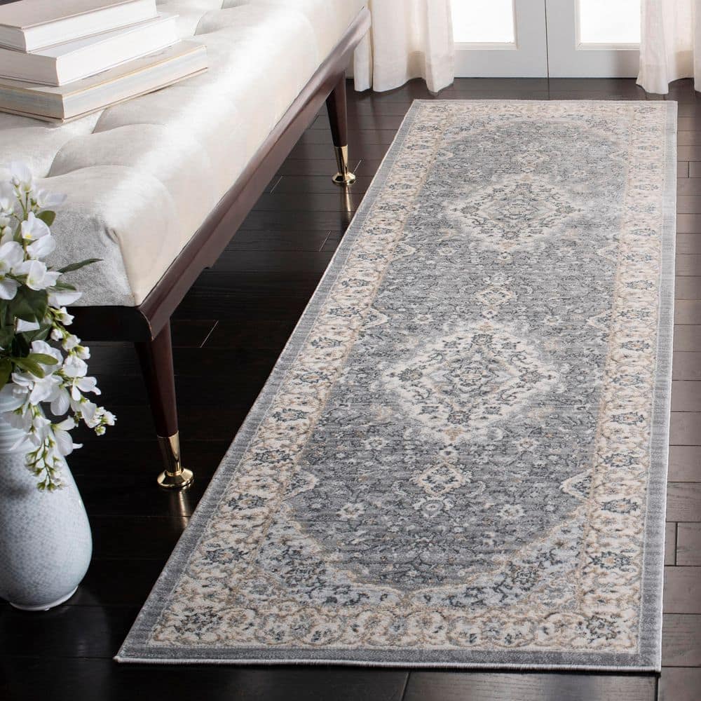 Isabella 2 ft. x 11 ft. Gray/Cream Antique Floral Runner Rug price history on PriceWatchPro