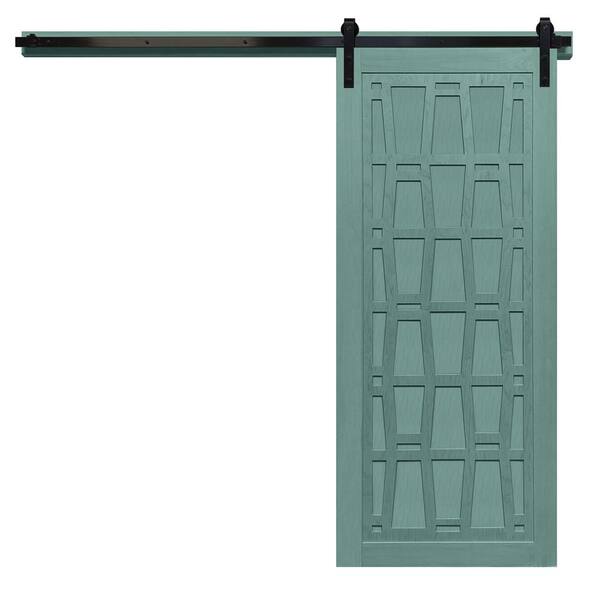 VeryCustom 30 in. x 84 in. Whatever Daddy-O Caribbean Wood Sliding Barn Door with Hardware Kit in Black