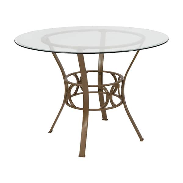 Carnegy Avenue Clear Top/Matte Gold Frame Dining Table