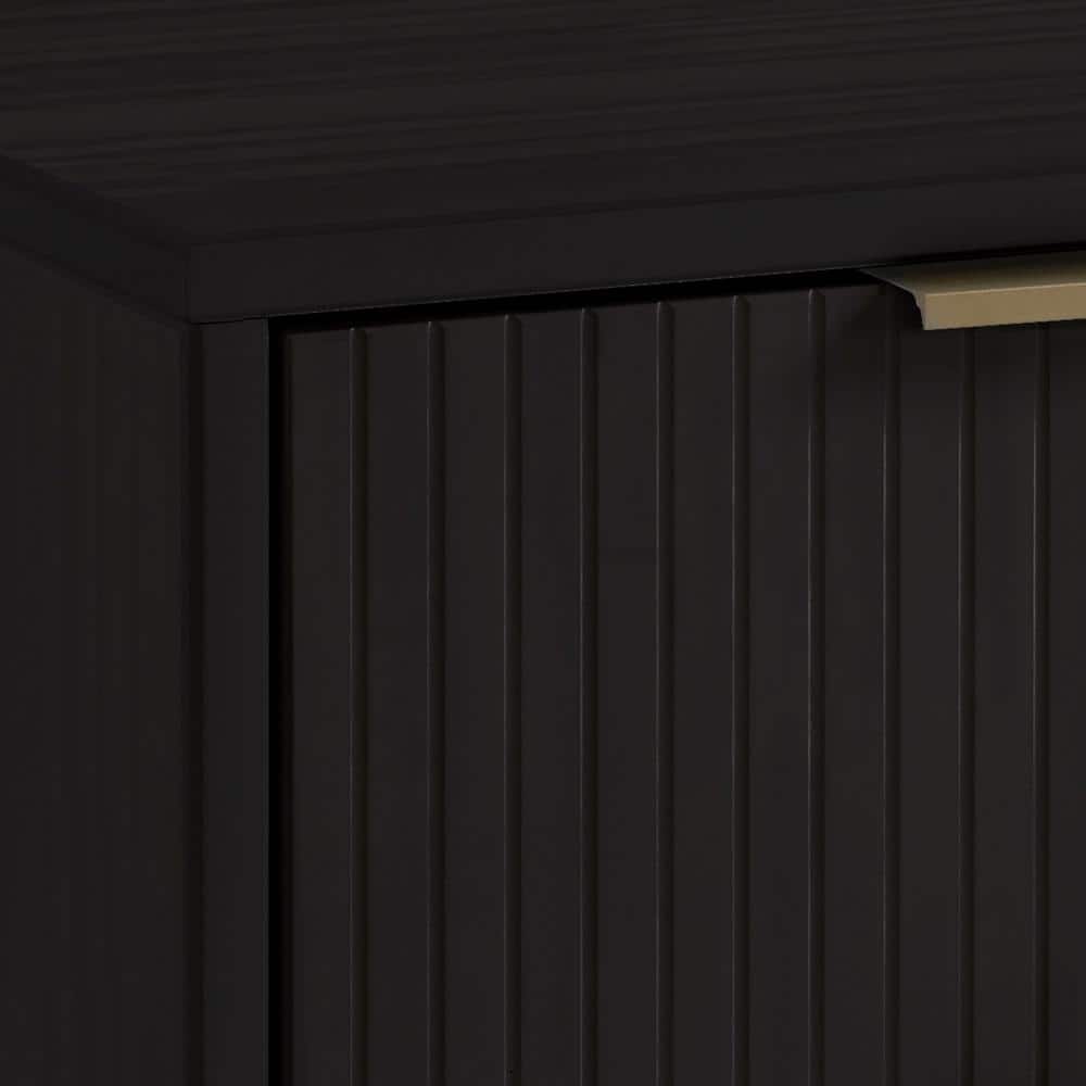Granville Glam 6-Drawer Vertical Dresser in Black with Ribbed Detail