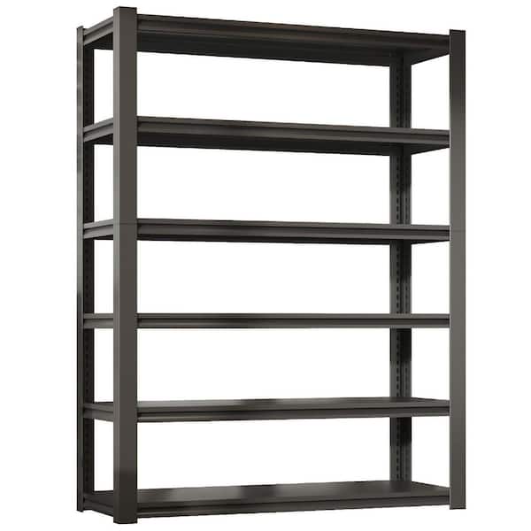 82 in. H Heavy Duty 6-Tier Metal Shelve, 2400 lbs. Storage Shelve, Adjustable Garage Shelf Industrial Utility Rack-Black