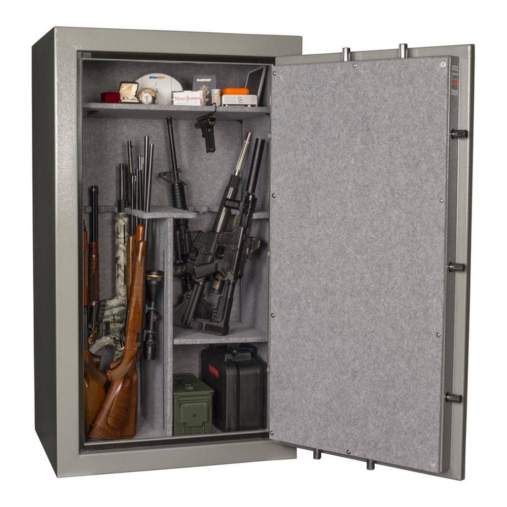 Gray Fireproof 30-Gun Safe with Mechanical Dial Lock