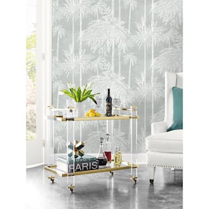 60.75 sq. ft. Coastal Haven Misty Palm Grove Embossed Vinyl Unpasted Wallpaper Roll