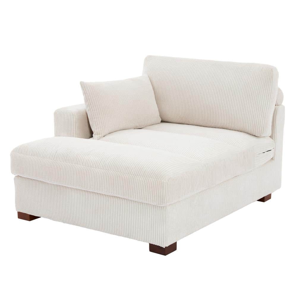 Uixe Modern Left Armrest Beige Corduroy Polyester Upholstered 