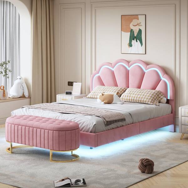 thumbnail image 2 of YORKSHIRE HOMEWARE Chesterfield Velvet Wingback Bed Frame – Ottoman Storage, Gas Lift, Pink 3ft Single 2 of 6