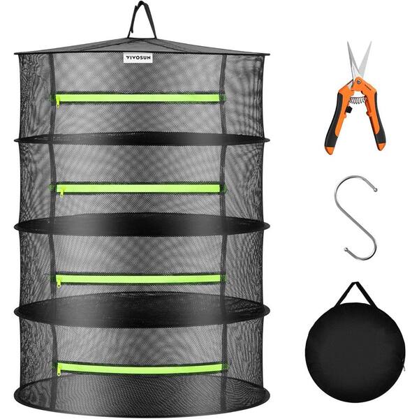 8-Layer Hanging Drying Net For Flowers & Herbs – Foldable Mesh Rack With Zippers & Carry Bag